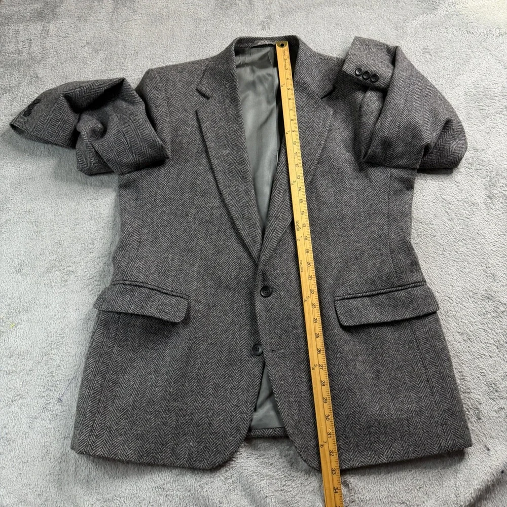 Imperial by Haggar Mens Grey‎ Herringbone 100% Pure Wool Blazer Sport Coat USA